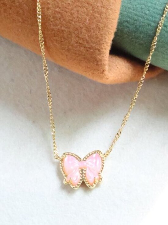 Kendra Scott Gold Haley Bow Blush Mother-of-Pearl Necklace - Picture 2 of 2